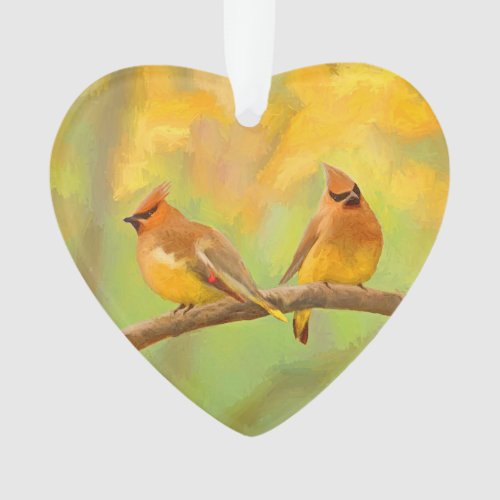 Cedar Waxwing Painting _ Cute Original Dog Art Ornament