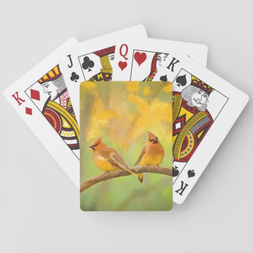 Cedar Waxwing Painting _ Cute Original Dog Art Playing Cards