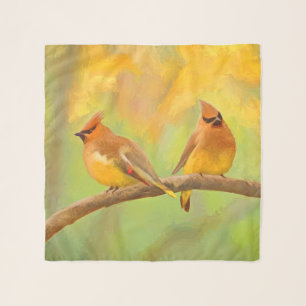 Cedar Waxwing Painting - Cute Original Dog Art Scarf