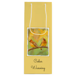 Cedar Waxwing Painting - Cute Original Dog Art Wine Gift Bag