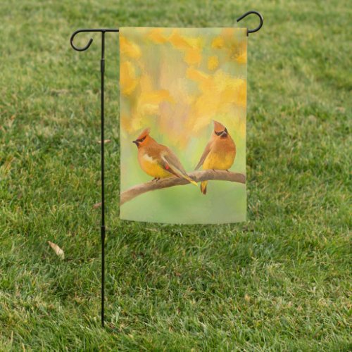 Cedar Waxwing Painting _ Cute Original Wild Bird A Garden Flag