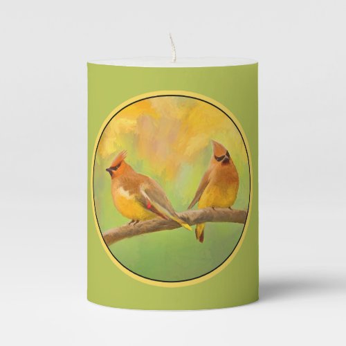 Cedar Waxwing Painting _ Cute Original Wild Bird A Pillar Candle