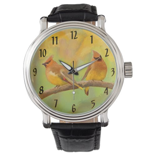 Cedar Waxwing Painting _ Cute Original Wild Bird A Watch
