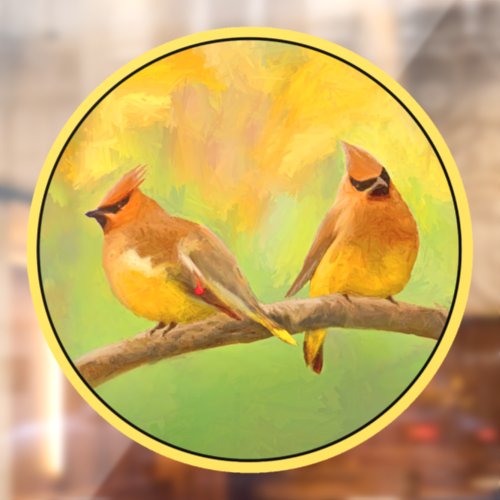 Cedar Waxwing Painting _ Cute Original Wild Bird A Window Cling