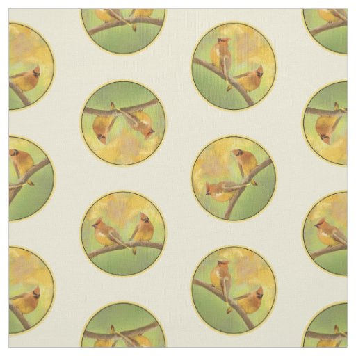 Cedar Waxwing Pair Painting Original Wild Bird Art Fabric