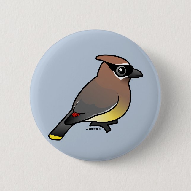 Cedar Waxwing Pinback Button (Front)