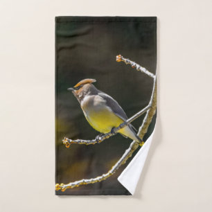 Cedar Waxwing Songbird Original Wild Bird Photo Bath Towel Set