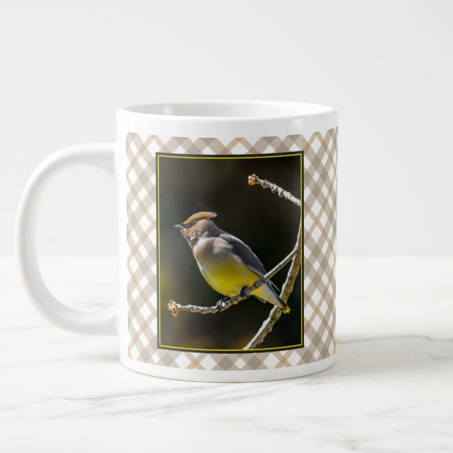 Cedar Waxwing Songbird Original Wild Bird Photo Giant Coffee Mug (Left)