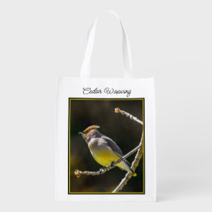 Cedar Waxwing Songbird Original Wild Bird Photo Grocery Bag