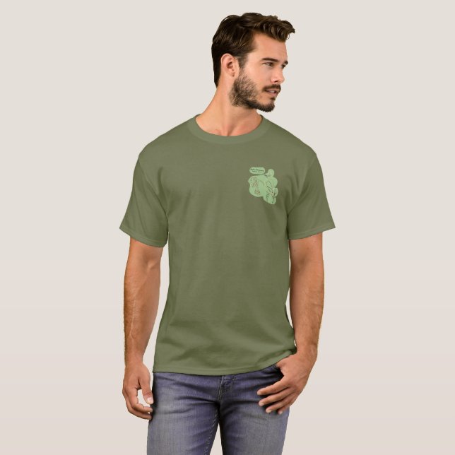 Cedar Waxwing Stencil- Fatigue Green- Front Pocket T-Shirt (Front Full)