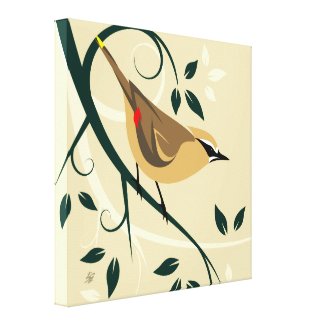 Cedar Waxwing Stylized Bird Modern Art Design Canvas Print