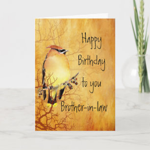 Cedar Waxwing Watercolor Brother-in-law Birthday  Card