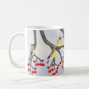 cedar waxwings and crabapples coffee mug