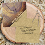 Cedar Wood Knot Close-Up Photograph Carpenter Square Business Card<br><div class="desc">This square business card front features a close-up photograph of stained cedar wood with a large cracked knot. The photograph fills the left 2/3s of the card and is set diagonally against a beige stucco background. The two elements are separated by a beige line. Personalize the text, remove text or...</div>