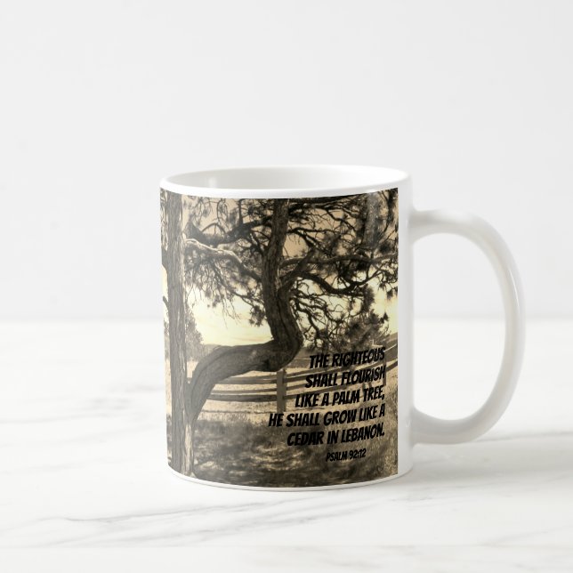 Cedars of Lebanon Bible Verse Psalm 91:12   Coffee Mug (Right)