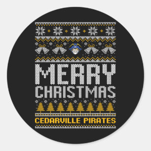 Cedarville Pirates Logo Merry Christmas Ugly Sweat Classic Round Sticker