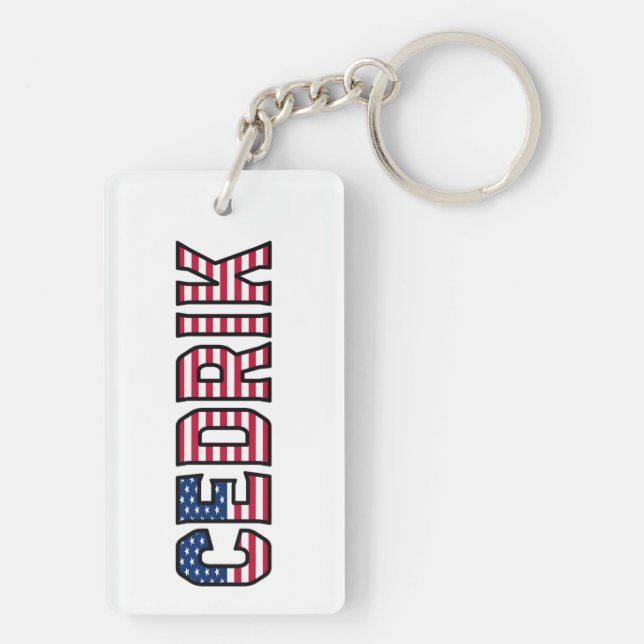 Cedrik Name First Name USA Flag Accessory Keychain (Back)