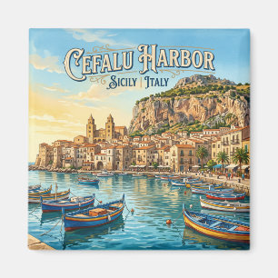 Cefalu Harbor Italy Magnet