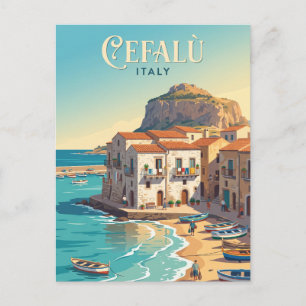 Cefalu Harbor Italy Postcard