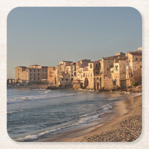 Cefalu seaside town in Sicily Square Paper Coaster