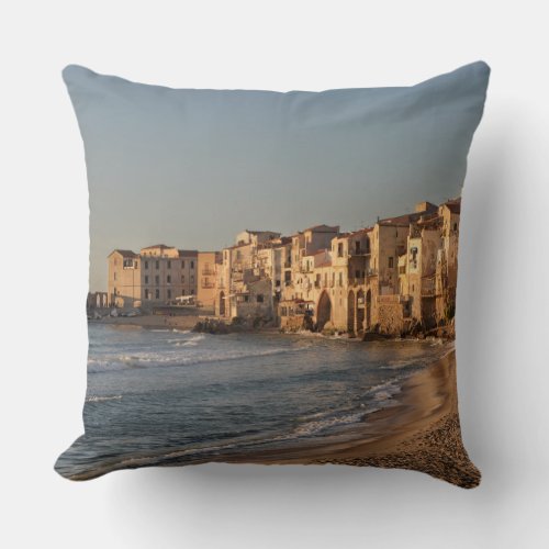 Cefalu seaside town in Sicily Throw Pillow
