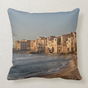 Cefalu, seaside town in Sicily Throw Pillow