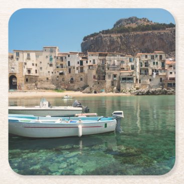 Cefalu town in Sicily Square Paper Coaster Cefalu town in Sicily Square Paper Coaster