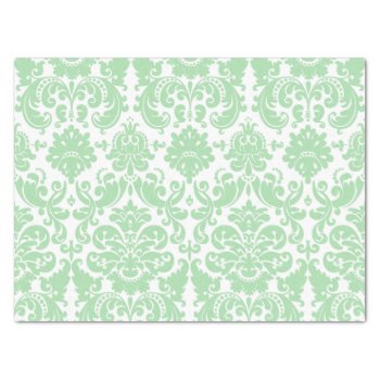 Celadon And White Elegant Damask Pattern Tissue Paper by DamaskGallery at Zazzle