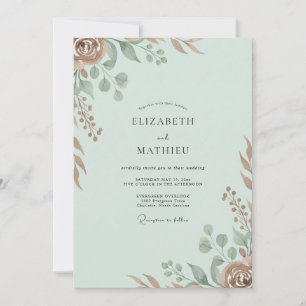 Celadon Copper Foliage Eucalyptus Wedding Invitation