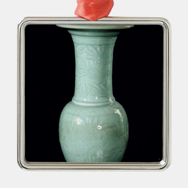 Celadon glazed vase, Yuan Dynasty Metal Ornament (Front)