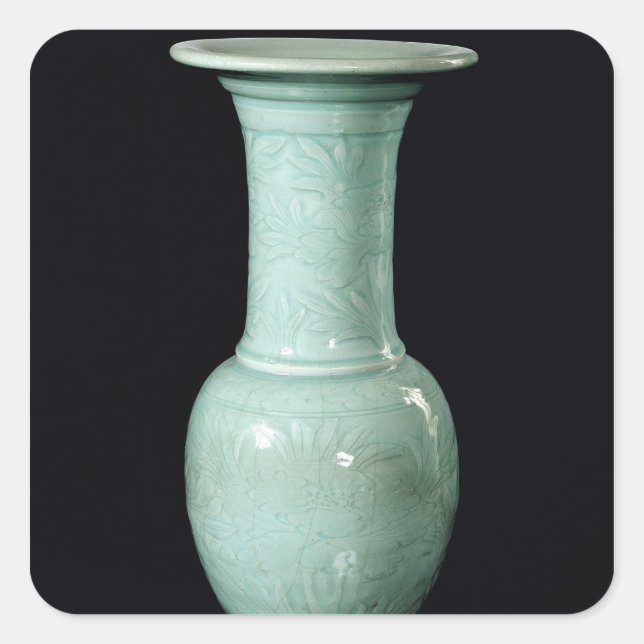 Celadon glazed vase, Yuan Dynasty Square Sticker (Front)