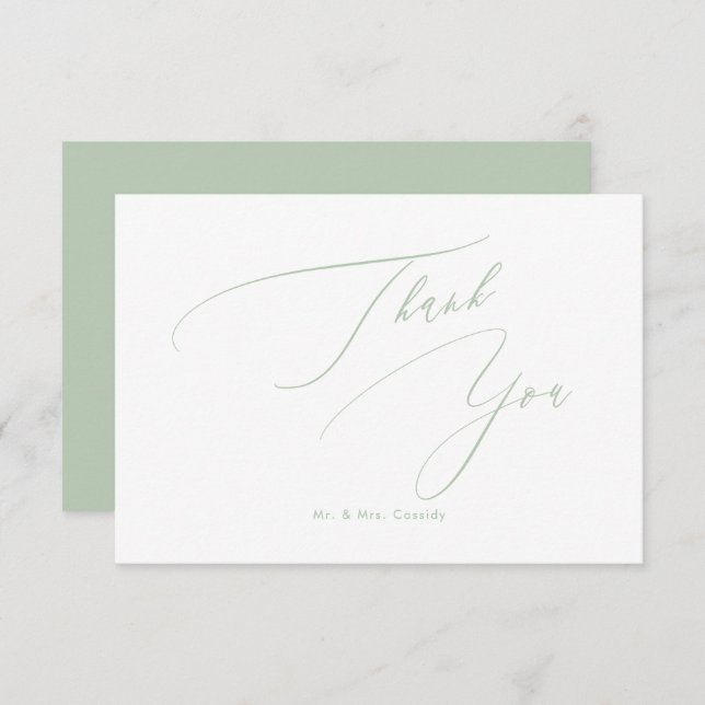 Celadon Green DIY colors Luxe Script Thank You (Front/Back)