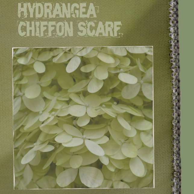 Celadon Green Hydrangea Blossoms Elegant Scarf (Creator Uploaded)