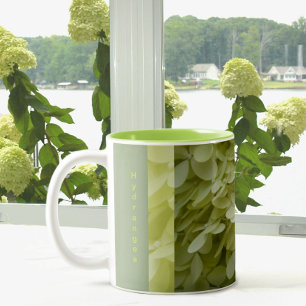 Celadon Green Hydrangea Blossoms Two-Tone Coffee Mug