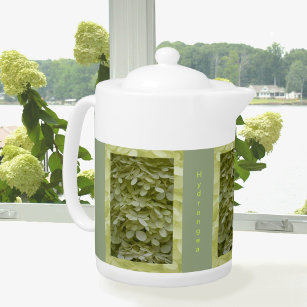 Celadon Green Hydrangea Floral Teapot
