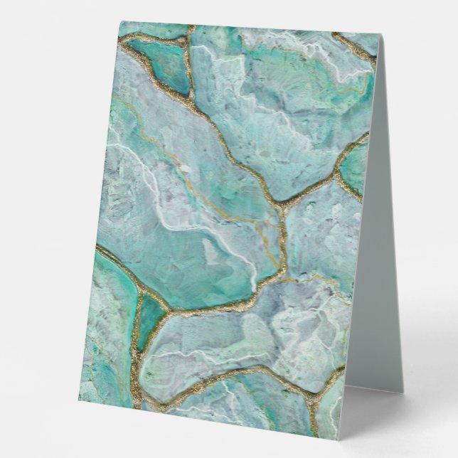 Celadon Green, Jade Marble, Mint Green Geode   Table Tent (Front)