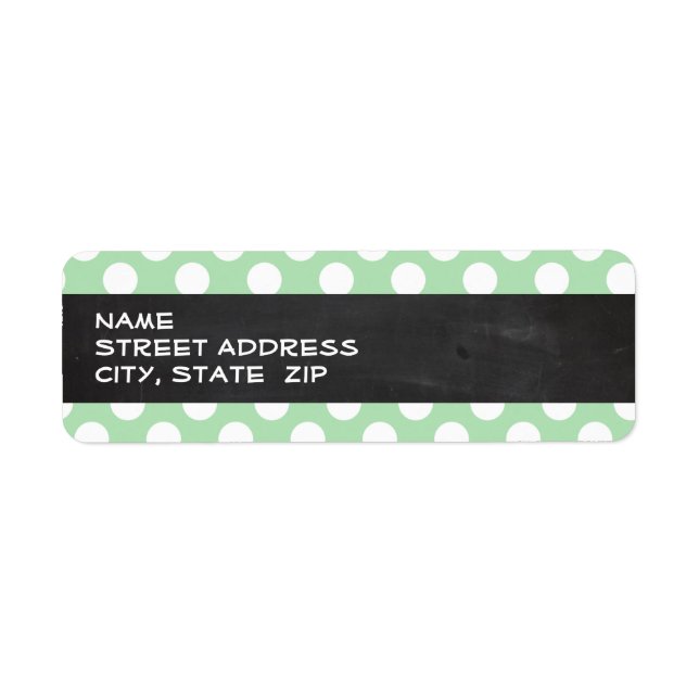 Celadon Green Polka Dots; Chalkboard look Label (Front)