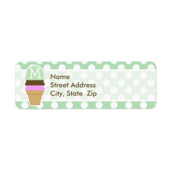 Celadon Green Polka Dots; Ice Cream Cone Label by Birthday_Party_House at Zazzle