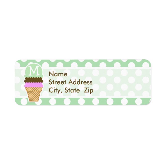 Celadon Green Polka Dots; Ice Cream Cone Label (Front)