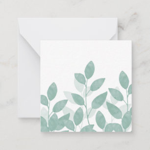 Celadon Green Watercolor Leaves Note Card