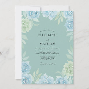 Celadon Ice Peony Wedding Invitation