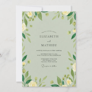 Celadon Ivory Greenery Wedding Invitation