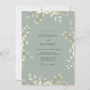 Celadon Leafy Wedding Invitation