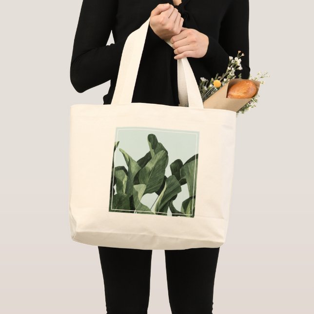 Celadon Palms Large Tote Bag (Front (Product))