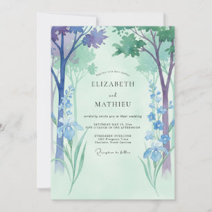 Celadon Periwinkle Forest Eucalyptus Wedding Invitation