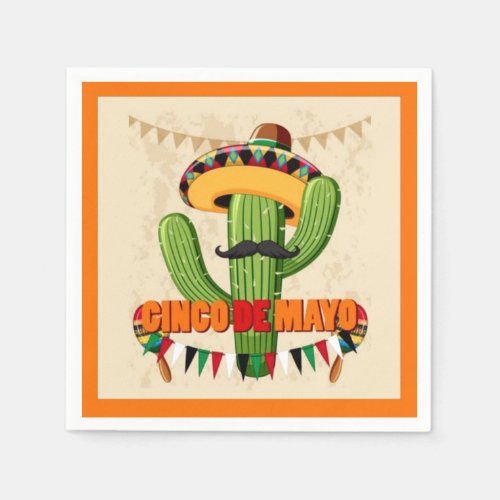 Celebatory Cactus Cinco de Mayo Party Napkins