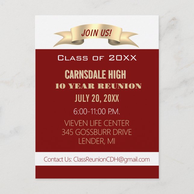 Celebrate! 10th Class Reunion Invite (Front)