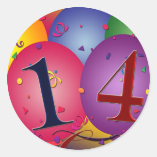 Celebrate 14th Birthday Classic Round Sticker