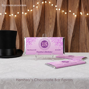 Celebrate 18th Birthday Sweet Pink Glitter Hershey Bar Favors