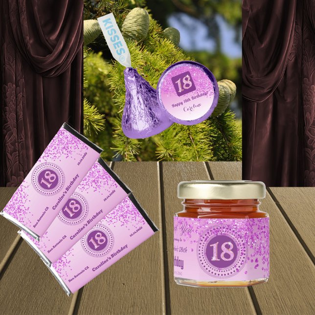 Celebrate 18th Birthday Sweet Pink Glitter Hershey Bar Favors (Creator Uploaded)